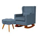 Poltrona C/ Puff Balanço Amamentação Aurora Linho Azul - LM DECOR Poltrona C/ Puff Balanço Amamentação Aurora Linho Azul - LM DECOR