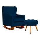 Poltrona C/ Puff Balanço Amamentação Aurora Suede Azul Marinho - LM DECOR Poltrona C/ Puff Balanço Amamentação Aurora Suede Azul Marinho - LM DECOR