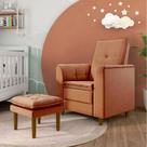 Poltrona Cadeira Amamentação Luxo Suede Terracota + Puff