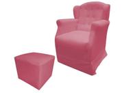 Poltrona Cadeira De Amamentação Com Balanço E Puff Manu Suede Rosa Ms Decor