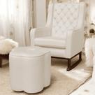 Poltrona Cadeira de Amamentação com Base Balanço e Puff Maju Linho Off White- MABE MAGAZINE