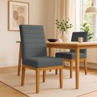 Poltrona Cadeira de Jantar Base de Madeira Melvie Bordado Horizontal Boucle Grafite