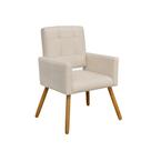 Poltrona Cadeira Decorativa c/ Costas Vazadas Camila Pés Palito Suede Bege - LM DECOR Poltrona Cadeira Decorativa c/ Costas Vazadas Camila Pés Palito Suede Bege - LM DECOR