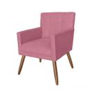 Poltrona Cadeira Decorativa Estofada Para Consultório Onix Suede Rosa Barbie - LM DECOR