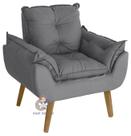 Poltrona/Cadeira Decorativa Glamour Cinza Com Pés Quadrado - Cinza