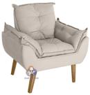 Poltrona/Cadeira Decorativa Glamour Opala Bege Confortável Com Pés Quadrado