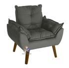 Poltrona/Cadeira Decorativa Glamour Opala Chumbo Com Pés Quadrado
