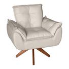 Poltrona/cadeira Decorativa Glamour Opala Com Base Giratória 30cm Em Madeira Bege