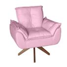 Poltrona/Cadeira Decorativa Glamour Opala Com Base Giratória 30cm em Madeira Rosê