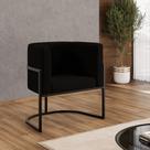 Poltrona Cadeira Decorativa Lua Recepção Base de Ferro Black