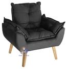 Poltrona/Cadeira Decorativa Opala Glamour Preto Com Pés Quadrado