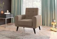 Poltrona Cadeira Decorativa Pés Madeira Livia Bege Matrix