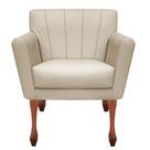 Poltrona Cadeira Decorativa Retro Para Recepção Escritório Salão Beleza Sala Estar Iza Pé Retro - Sued Bege