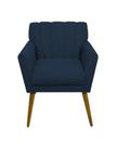 Poltrona Cadeira Decorativa Retro Para Recepção Escritório Salão Beleza Sala Estar Iza - Sued Azul Marinho