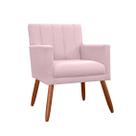Poltrona Cadeira Estofada Para Hall de Entrada Cecília Corano Rosa Bebe - INCASA DECOR