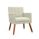 Poltrona Cadeira Estofada Para Sala de Visitas Cecília Suede Bege - LM DECOR
