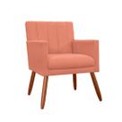 Poltrona Cadeira Estofada Para Sala de Visitas Cecília Suede Coral - INCASA DECOR