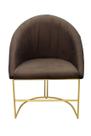 Poltrona Cadeira Lua Suede Marrom Base Metal