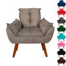 Poltrona Cadeira Opalla Decorativa Suede Capuccino Pés Palito Para Escritório e Sala