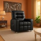 Poltrona Cadeira Papai Mamãe Azera Estofado Em material sintético Encosto Reclinável Retrátil Sala Estar Quarto