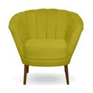 Poltrona Cadeira Pétala Flor Decorativa Suede Amarelo