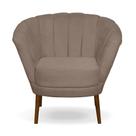 Poltrona Cadeira Pétala Flor Decorativa Suede Cappuccino