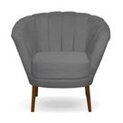 Poltrona Cadeira Pétala Flor Decorativa Suede Cinza Escuro