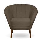 Poltrona Cadeira Pétala Flor Decorativa Suede Marrom