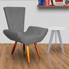 Poltrona Cadeira Sofá Maisa Decorativa Consultório Quarto Sala Suede Cinza - LM DECOR