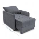 Poltrona Cama Reclinável Retrátil Viena Veludo Cinza Grafite - Loja Sheep