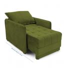 Poltrona Cama Reclinável Retrátil Viena Veludo Verde Musgo