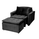 Poltrona Cama Retrátil Reclinável Com Puff Suede Preto Descanso - Larbelle