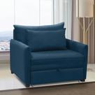 Poltrona Cama Retrátil Solteiro com Rodízio Cloe Bouclê Azul Marinho E03 - D'Rossi