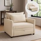 Poltrona Cama Retrátil Solteiro com Rodízio Cloe Bouclê Bege E03 - D'Rossi