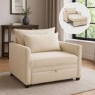 Poltrona Cama Retrátil Solteiro Com Rodízio Cloe Bouclê E03 - D'rossi Bege