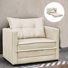 Poltrona Cama Retrátil Solteiro Milenni Veludo Bege B03 - D'rossi