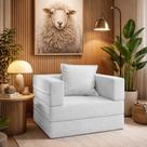 Poltrona Cama Sofá 01 Lugar Modular Mold Boucle Prata Loja Sheep