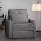 Poltrona Cama Solteiro Assento Dobrável Suede Cinza Sleep - Larbelle