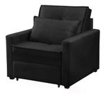 Poltrona Cama Solteiro Assento Dobrável Suede Preto Sleep - Larbelle