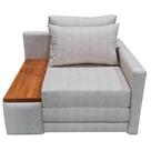 Poltrona Cama Solteiro com Tampo Lateral Esquerdo Tecido Acquablock Linhão Bege 108cm 1 lugar