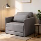 Poltrona Cama Solteiro Retrátil 1 Lugar 102cm Zora K01 Linho Soft Grafite - Lyam Decor