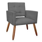 Poltrona Camila Pés Palito Suede Cinza - Belliv Decor