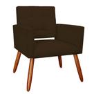 Poltrona Camila Pés Palito Suede Marrom - Vallisa Decor