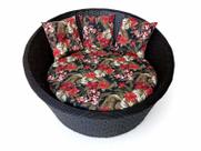 Poltrona Chaise 1.55 em Alumínio Fibra Tabaco Almofada Maui vermelho Para Área Externa Jardim Varanda