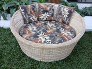 Poltrona Chaise Namoradeira Jardim Varanda Área Externa Alumínio e Fibra Sintética Cor Natural