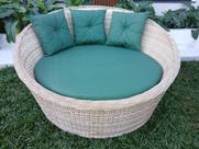 Poltrona Chaise Orbital Jardim Varanda Área Externa Alumínio e Fibra Sintética Cor Natural