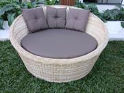 Poltrona Chaise Orbital Jardim Varanda Área Externa Piscina Alumínio e Fibra Sintética Cor Natural