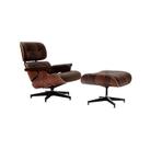 Poltrona Charles Eames Com Puff - Couro Natural - Cor Marrom