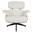 Poltrona Charles Eames com Puff em Couro Natural
