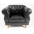 Poltrona Chesterfield Capitonê Elisabeth Corano Preto Decoração, Recepção, Salas de Tv e Estar